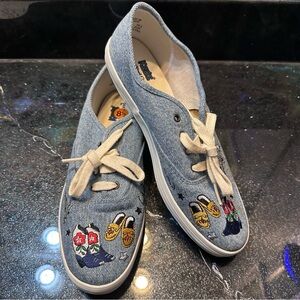 Keds Vintage Western Patch Denim Sneakers with Colorful Embroidery Size 8.5